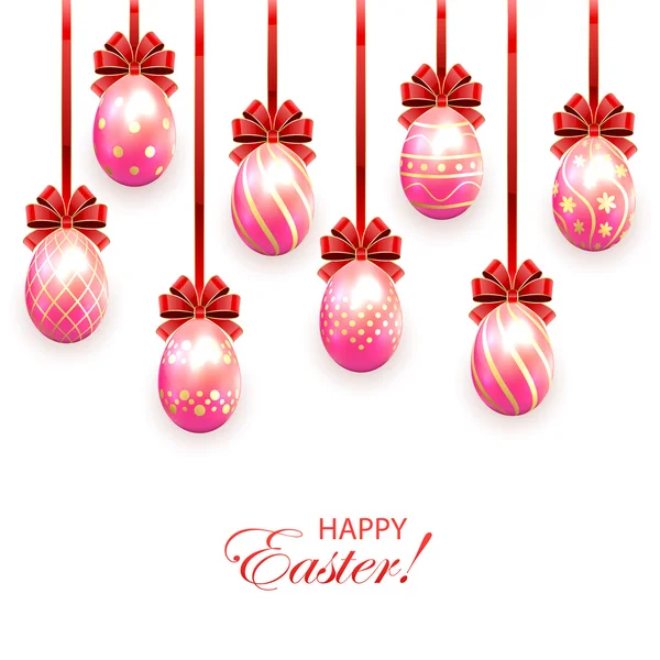 Růžový velikonoční vajíčka s lukem — Stockový vektor