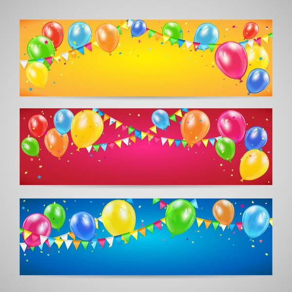 Vakantie banners met ballonnen — Stockvector