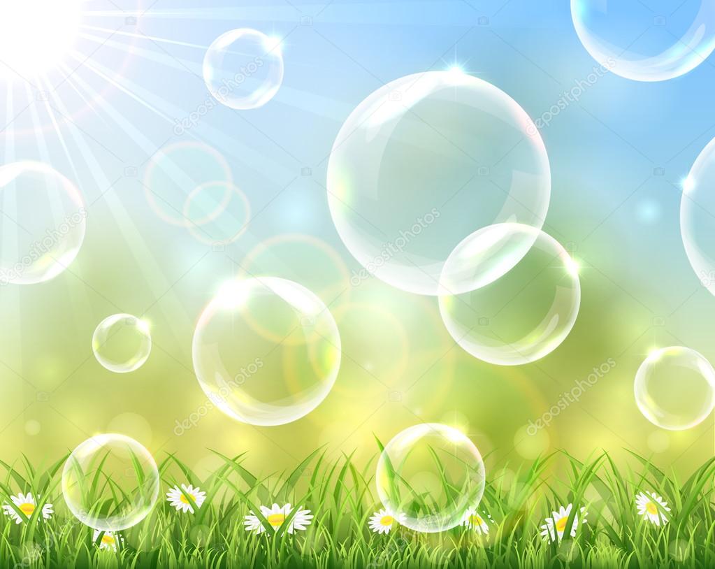 Sunny background with bubbles