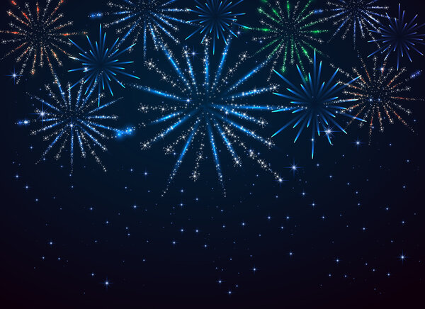 Фейерверки на тёмном фоне
