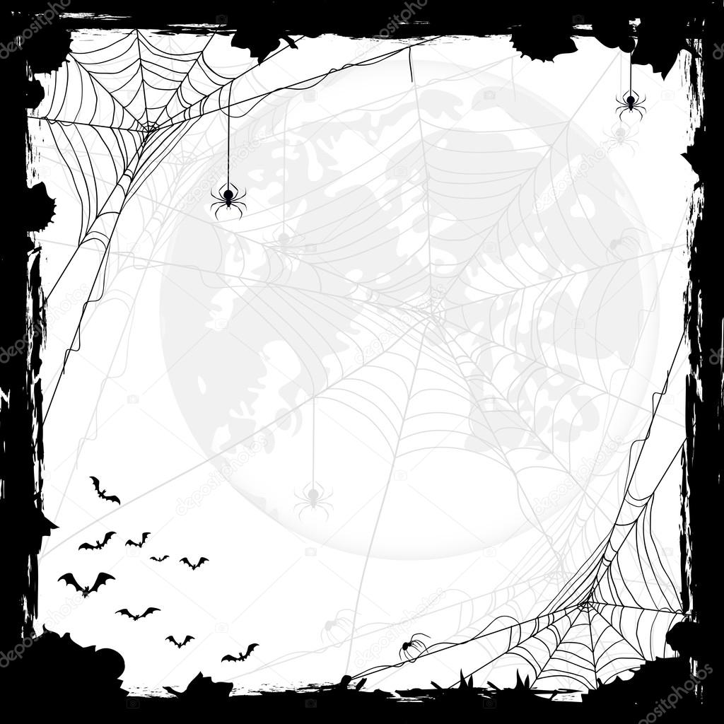 Halloween background with spiders and bats