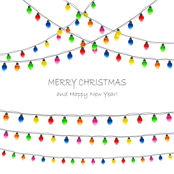 Lumières de Noël sur fond blanc — Image vectorielle