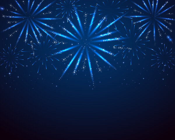 Синий сверкающий фейерверк
