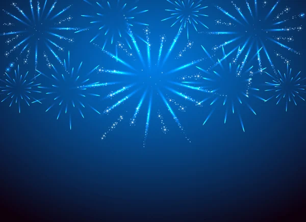 Fuegos artificiales chispa sobre fondo azul — Vector de stock