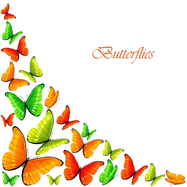 Green and orange butterflies — 图库矢量图片