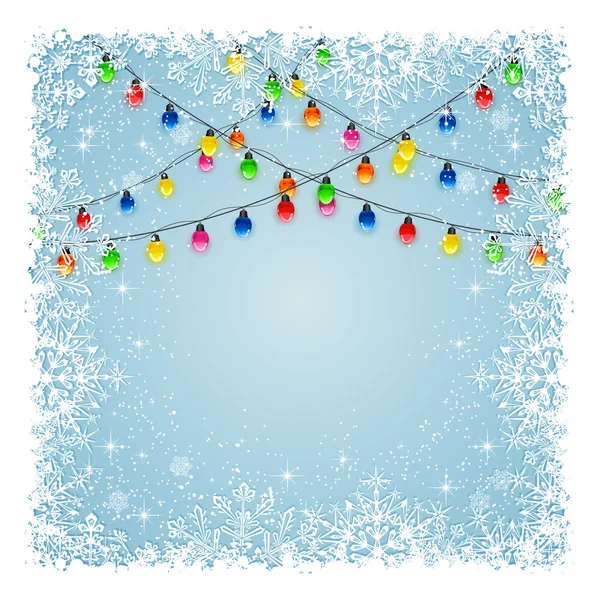 Lumière de Noël avec neige — Image vectorielle