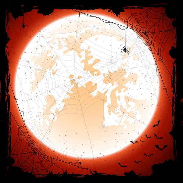 与月亮的橙色万圣节背景 — 图库矢量图片