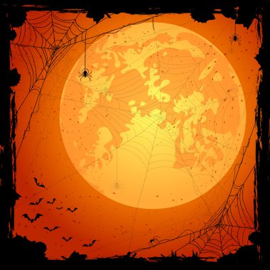 Örümcekler ve yarasalar turuncu Halloween arka plan