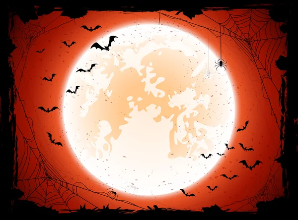 Оранжевый фон Хэллоуина с летучими мышами — стоковый вектор