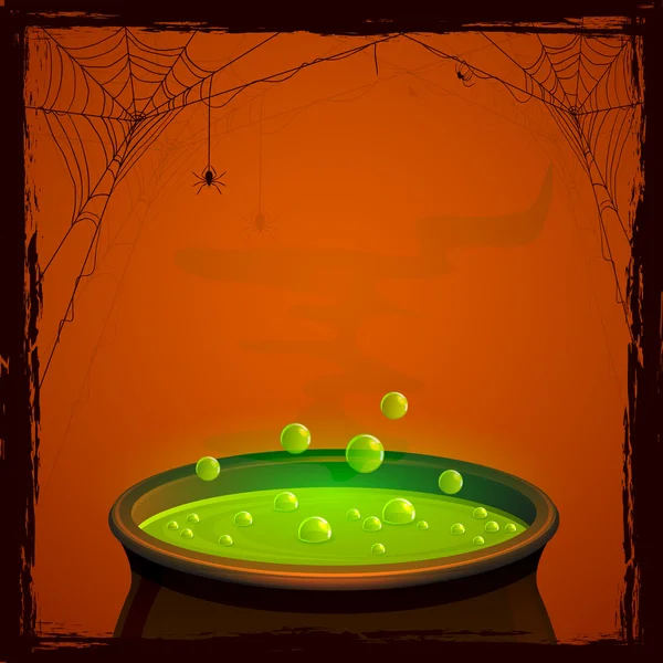 Halloween cauldron with potion — Stock Vector