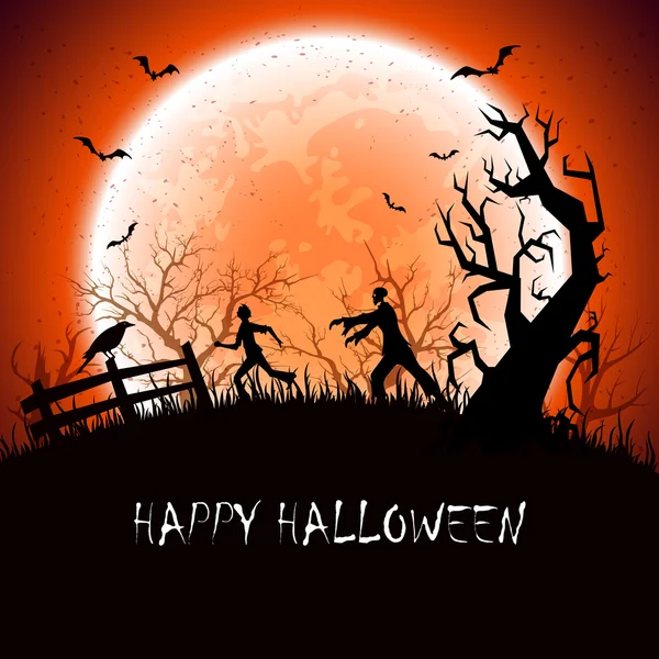 Halloween background with zombie — Stock Vector