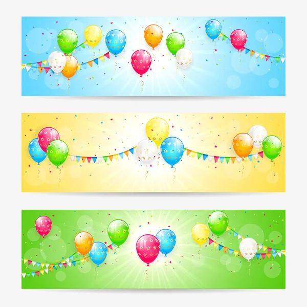 Tarjetas coloridas con globos — Vector de stock