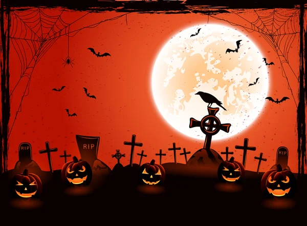 Halloween achtergrond met pompoenen — Stockvector