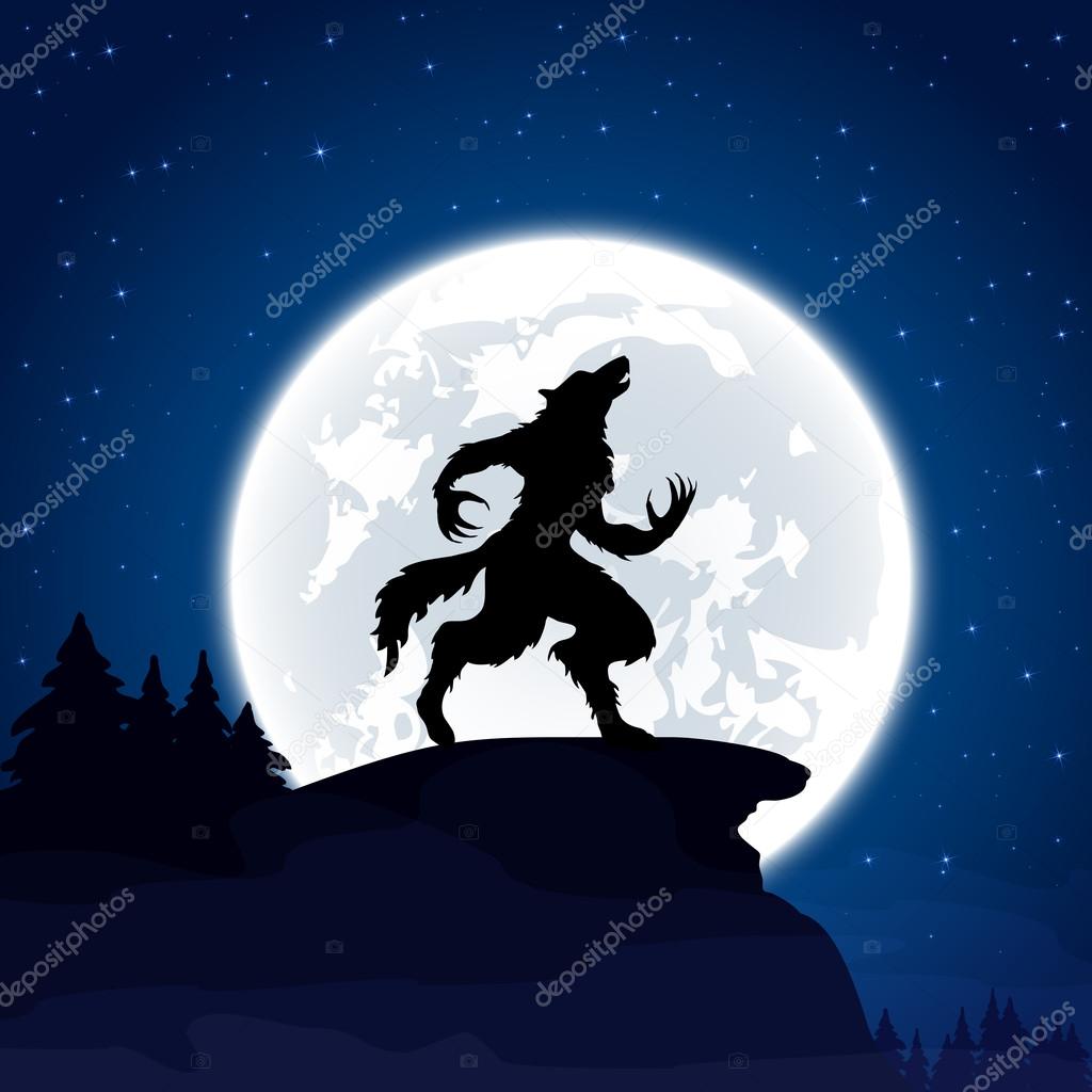 Werewolf on Moon background