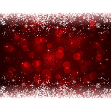 Kar taneleriyle kırmızı Noel arkaplanı