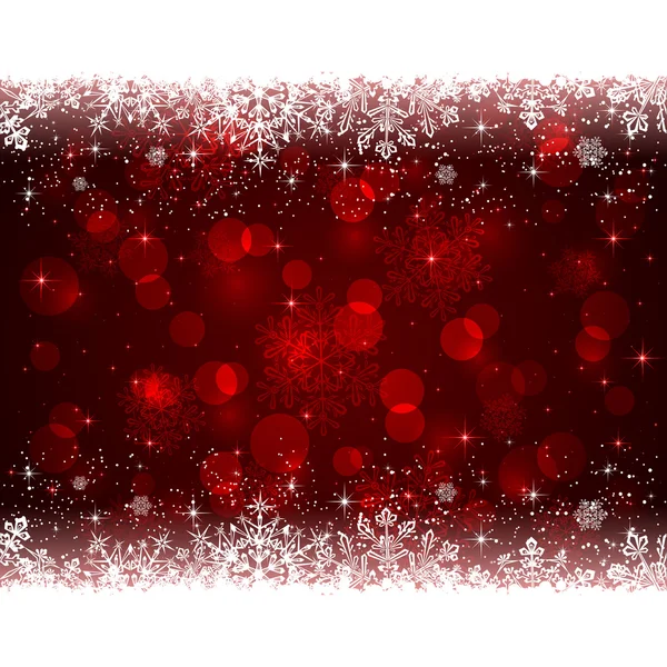 Kar taneleriyle kırmızı Noel arkaplanı — Stok Vektör