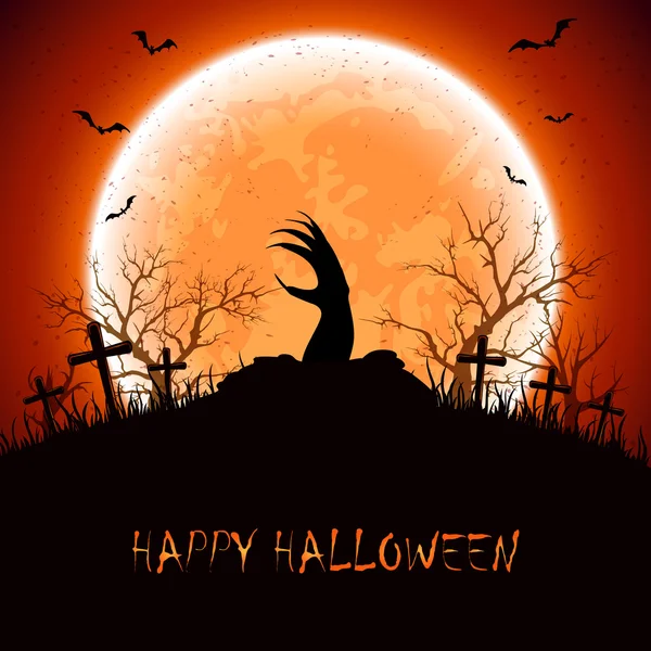 Halloween sfondo con mano — Vettoriale Stock