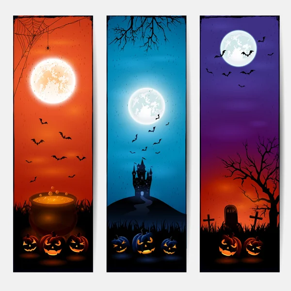 Banners halloween verticais —  Vetores de Stock
