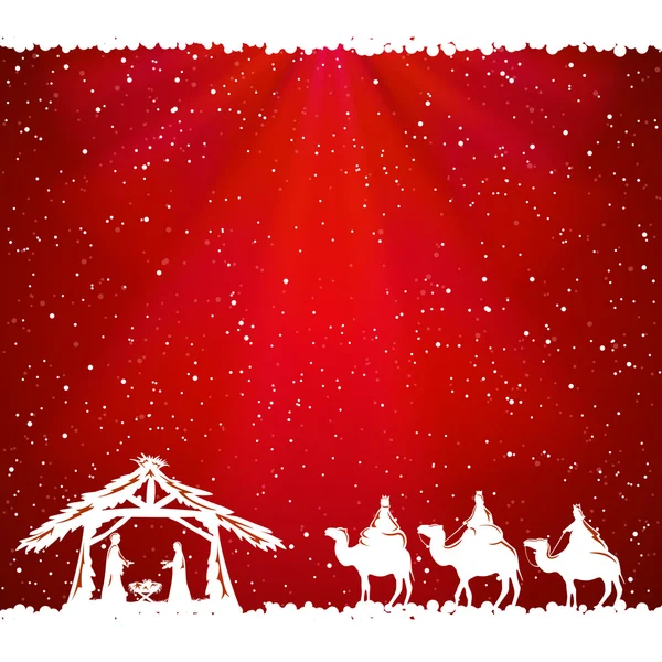 Christmas theme on red background — Stock Vector