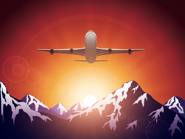 Літак над горами — стоковий вектор