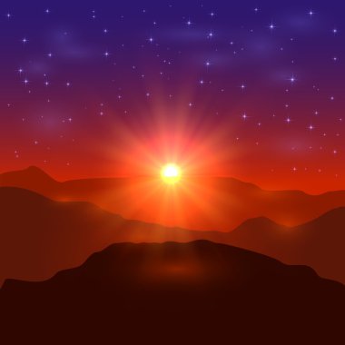 Dağlarda gün doğumu