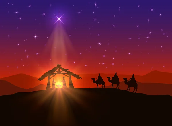 Fondo cristiano con estrella de Navidad — Vector de stock