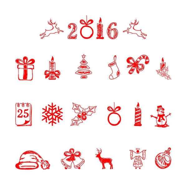 Iconos rojos de Navidad — Vector de stock