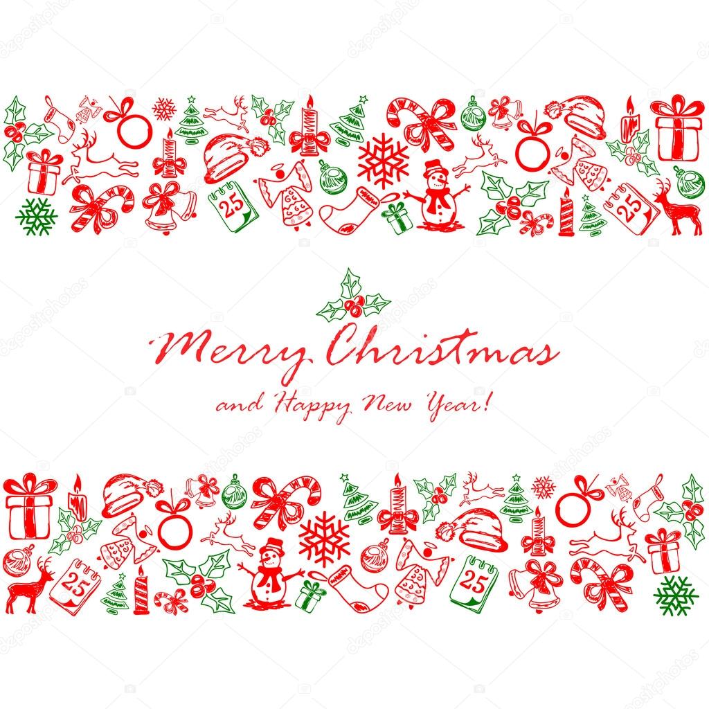 Christmas elements on white background