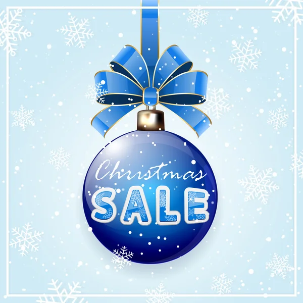 Prodej nápis na blue Christmas ball — Stockový vektor