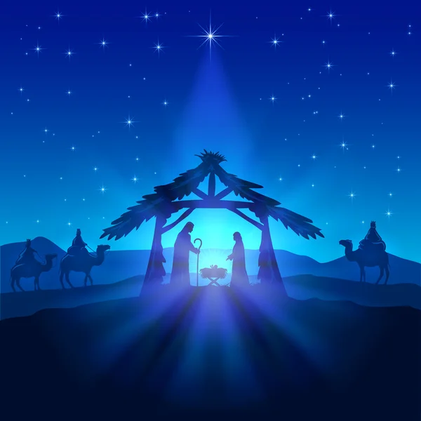 Christmas star and birth of Jesus — Stock Vector