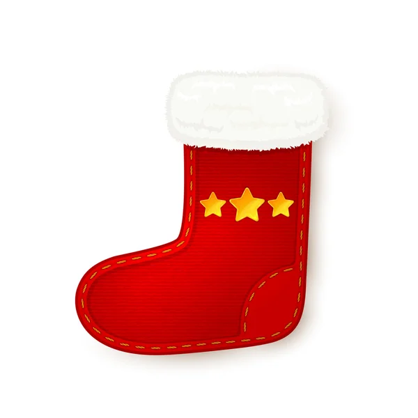 Rote Weihnachtssocke auf weißem Hintergrund — Stockvektor