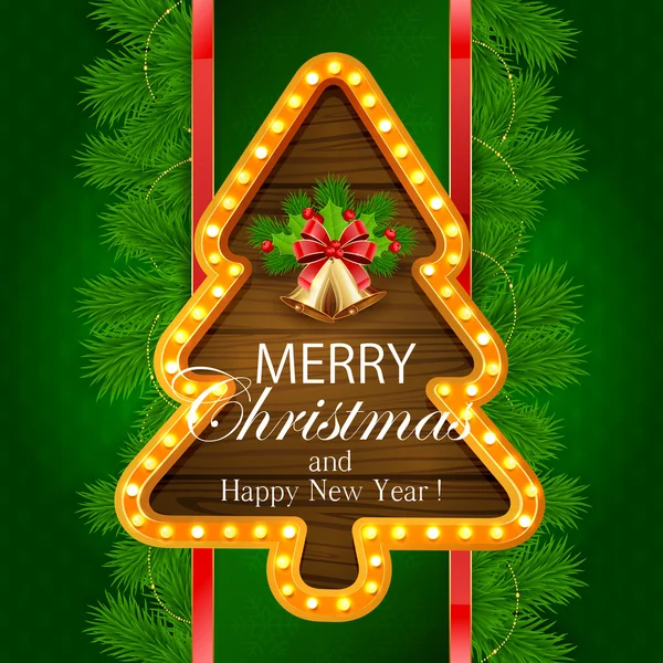 Grüne Weihnachten Hintergrund mit goldenen Glocken — Stockvektor