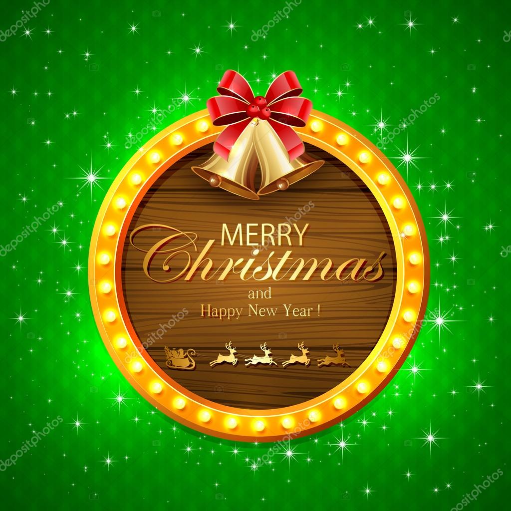 Christmas bells on round banner Stock Illustration by ©losw #92324644