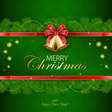 Köknar ağacı dalları ile yeşil arka plan