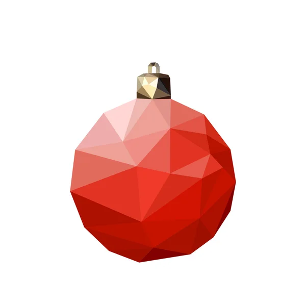 Bola de Natal poligonal vermelho — Vetor de Stock