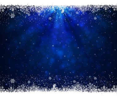 Mavi arka plan ile kar taneleri ve yıldız