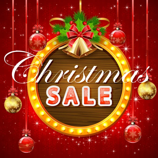 Christmas sale on round banner — Stock Vector