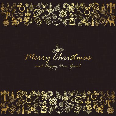 Noel öğeleri siyah arka plan üzerinde