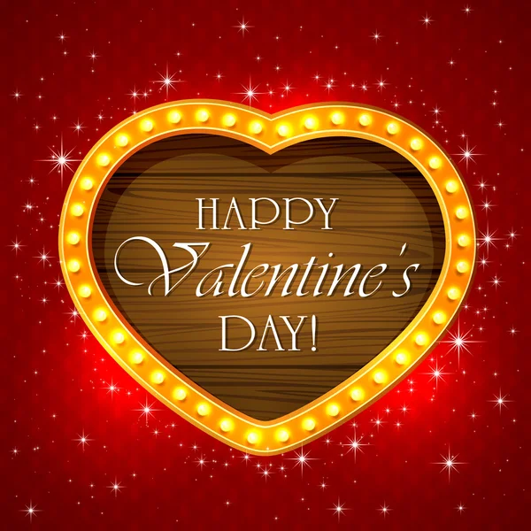 Coeur Valentines en bois sur fond rouge — Image vectorielle