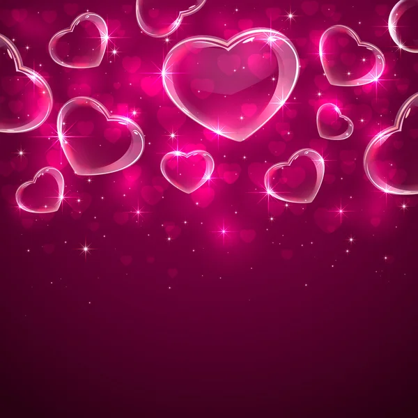 Transparente Herzen auf rosa Hintergrund — Stockvektor