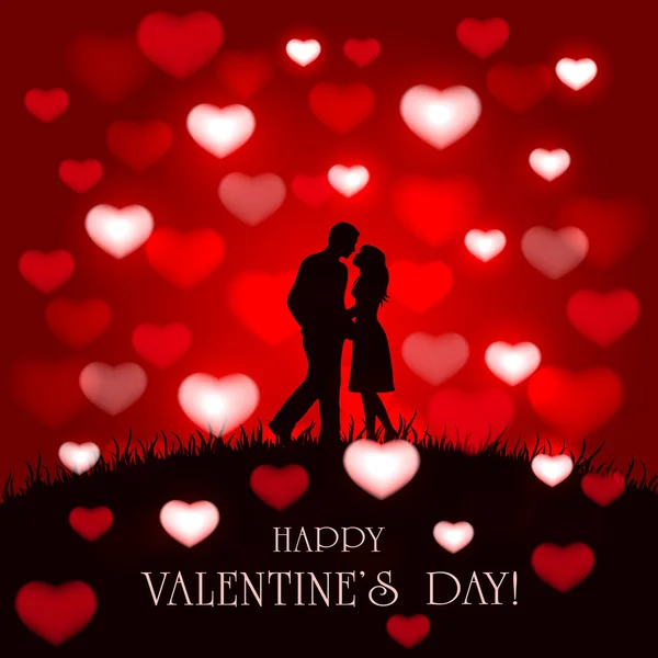 Valentines hjärtan och två förälskad — Stock vektor