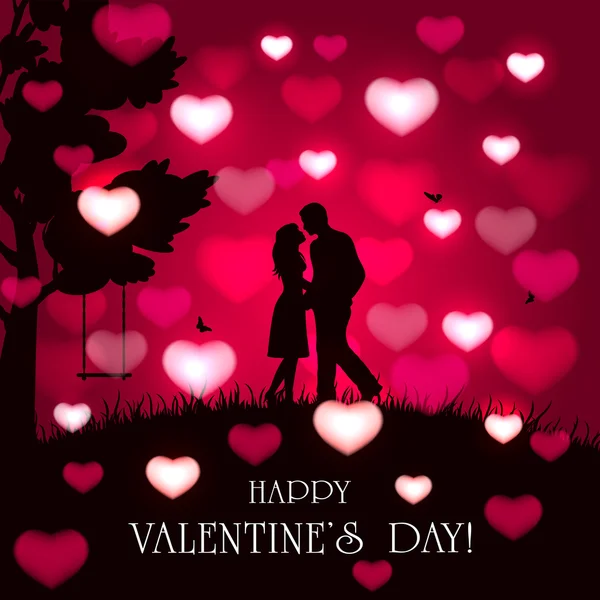 Valentinstag Hintergrund mit Herz und Paar — Stockvektor