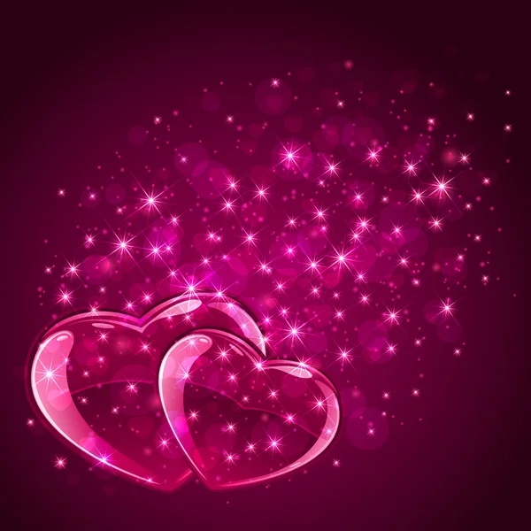 Розовые сердца на звездном фоне — стоковый вектор