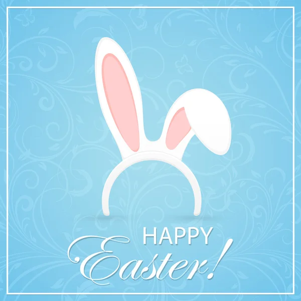 Fond bleu Pâques avec oreilles de lapin — Image vectorielle