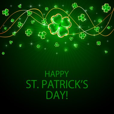 Clover leaves on Patricks Day background clipart