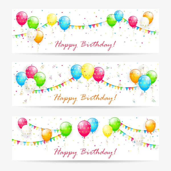 Cartões de aniversário com balões —  Vetores de Stock