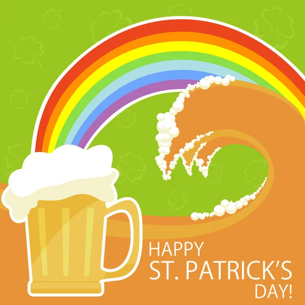 Patricks den téma s pivem a rainbow — Stockový vektor
