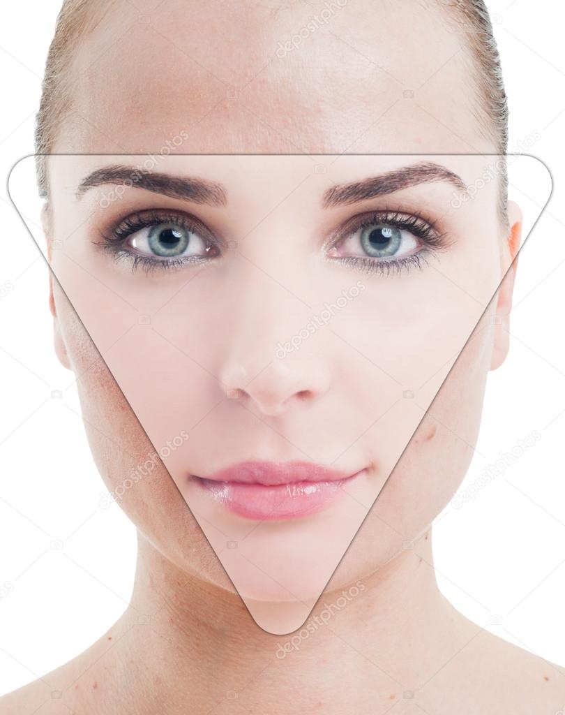 Retouched photo portrait of a woman with perfect skin 