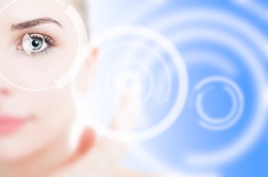 Modern cyber göz görsel lazer sistemi ile closeup 