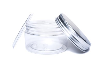 Yeni izole şeffaf plastik kavanoz